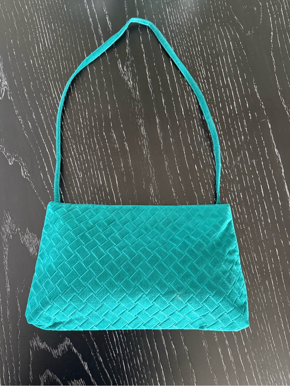 Vintage Reva Teal Ultrasuede Shoulder Handbag